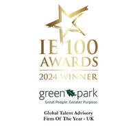 Award logo: IE 100 Awards, 2024 winner Green Park, the global talent advisory firm of the year for the UK.